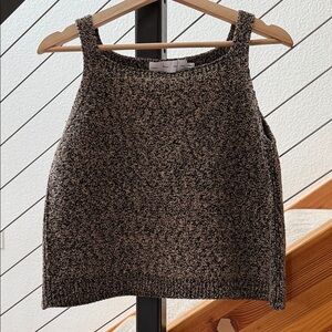Proenza Schouler White Label Black and Tan Boxy Knit Square Neck Tank Sz M